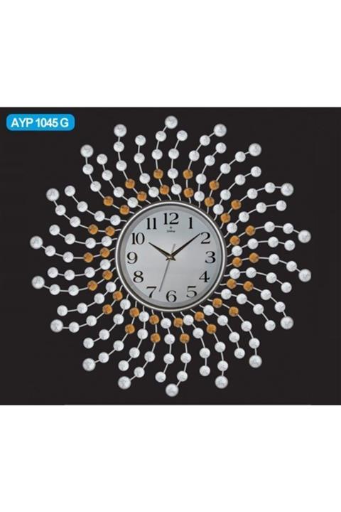 Galaxy Ayp-1045-g Ferforje Taşlı Duvar Saati Gri