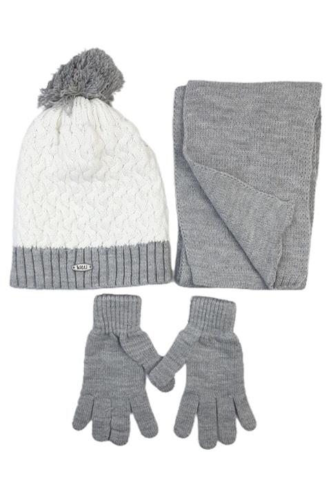 Kamus Üçlü Kız Çocuk Atkı Bere Eldiven Seti Krem