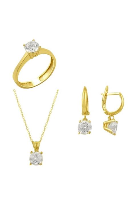 BİLEZİKHANE Tektaş Üçlü Set 5.75 Gram 14 Ayar Altın