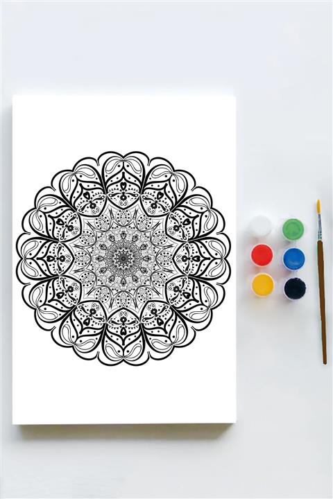 Postermanya Mandala Tuval Kanvas Tablo Boyama Hobi Seti 16 (30x40cm)