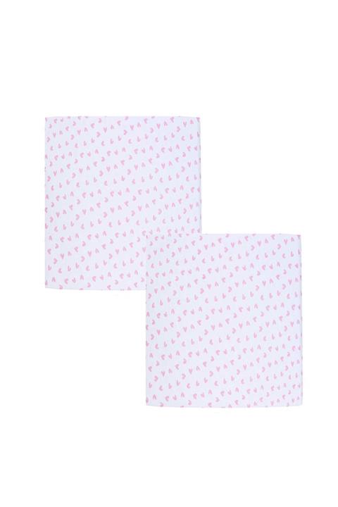 COTENCONCEPT 2'li Küçük Kalp Baskılı Pamuklu ve Lastikli 70x140 cm Fittet Penye Bebek Çarşafı