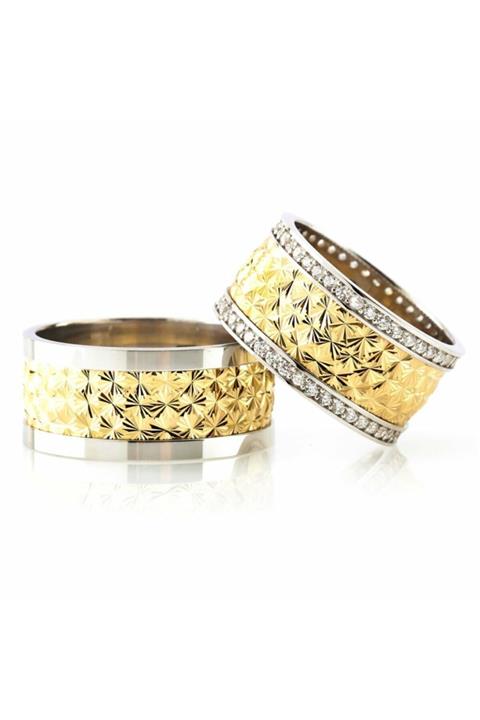 Bundo Kutup Yıldızı Tasarım 925 Ayar Gümüş Çift Alyans