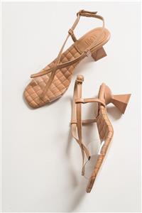 LuviShoes Kadın Nut Cilt Topuklu Sandalet 170k805