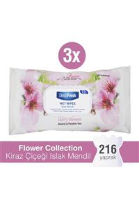 Deep Fresh Flower Collection Islak Mendil Kiraz Çiçeği 3'lü Paket 216 Yaprak