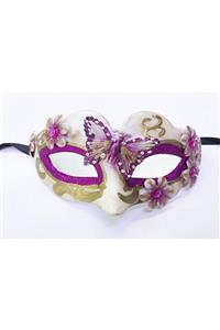 LAUREL DREAM Kelebek Desenli Masquerade Yılbaşı Maskesi Mor Renk