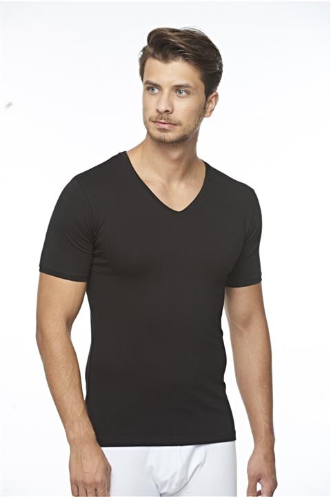 FSM1453 Erkek Pamuklu V-yaka Kısa Kollu Atlet Likralı T-shirt