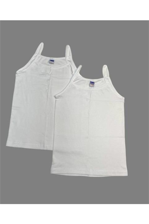 Berrak Kız Çocuk Ikili Ince Askılı Düz Beyaz Atlet