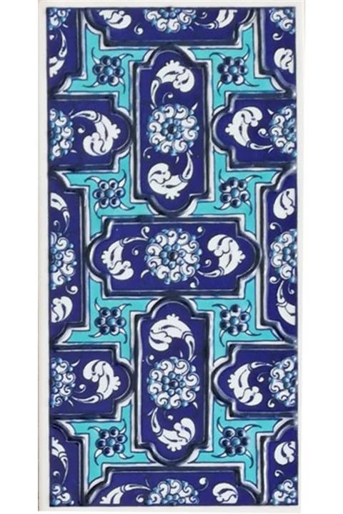 Armada Çini 10x20 cm Ed 220 Mavi Geometrik El Dekoru Çini Karo