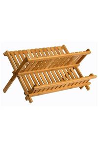 morponi Bambu Katlanabilir Tabaklık Bulaşıklık Küçük Boy 40 Cm X 33 Cm X 26 Cm