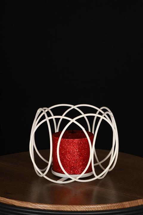 Begüsa Dekoratif Beyaz Metal Mumluk No:03