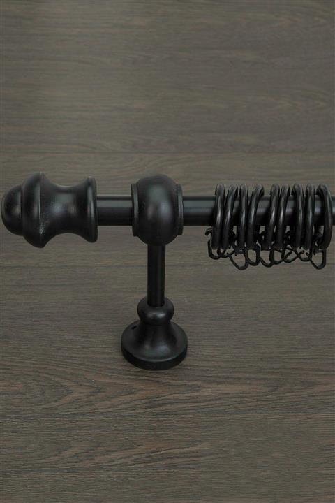 HLMSTOR 225 Cm Siyah Ahşap Rustik Perde Askısı - Raysız Rustik Boru