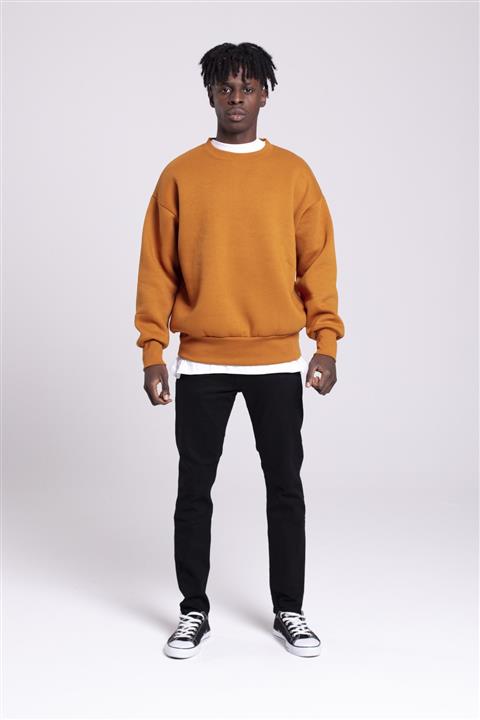 Catch Bisiklet Yaka Oversize Sweatshirt K-320 Koyu Hardal