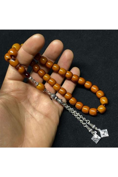 izmur tesbih Unisex Kahverengi Dabbas Usta İşi Çubuk Malzeme Teker Model Ateş Sıkma Kehribar Tesbih 10-10mm