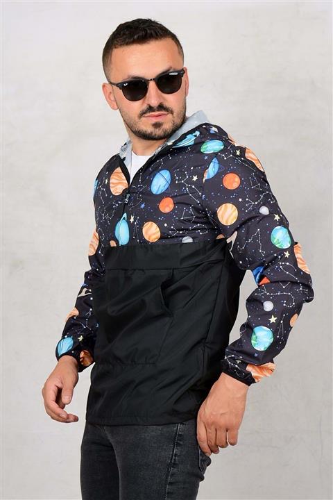 Edwox Erkek Renkli Uzay Desenli Yağmurluk E101