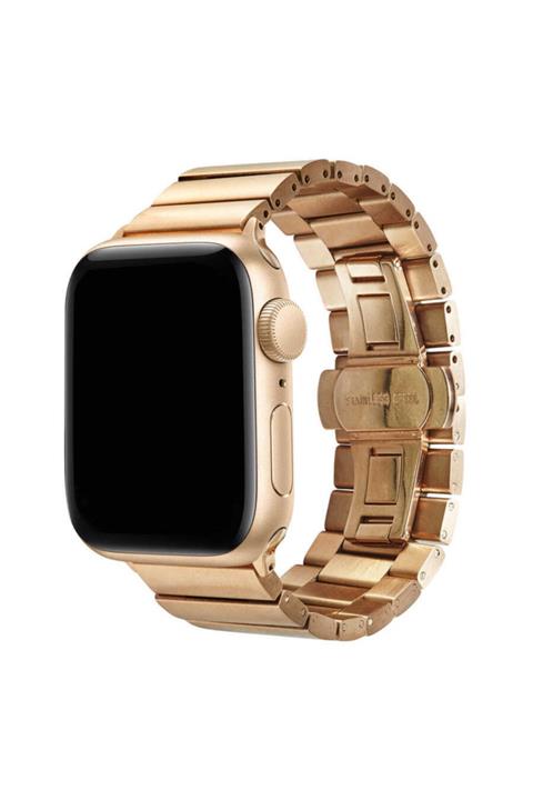 Apple Watch Series 3 42 Mm Katlamalı Metal Kordon Kayış Gold + Popsocket