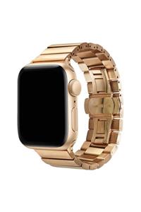 Apple Watch Series 3 42 Mm Katlamalı Metal Kordon Kayış Gold + Popsocket