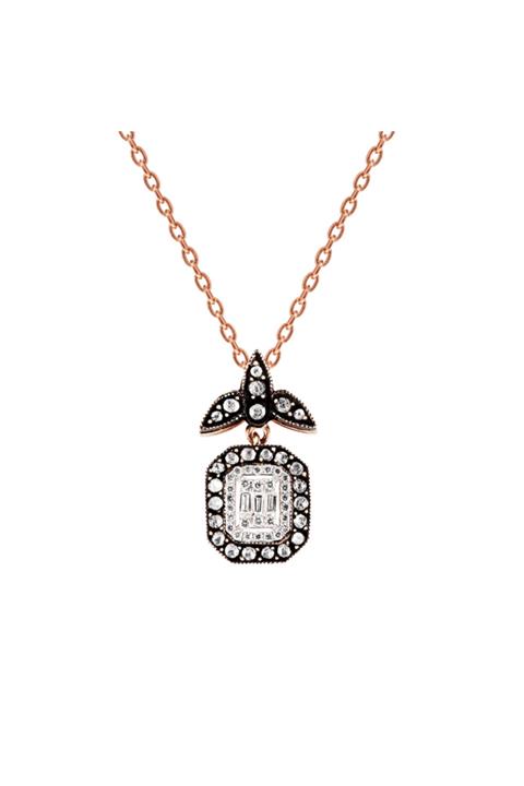 Clavis Jewelry Elmas Ve Baget Kesim Pırlanta Taşlı Kolye (ekl1578)