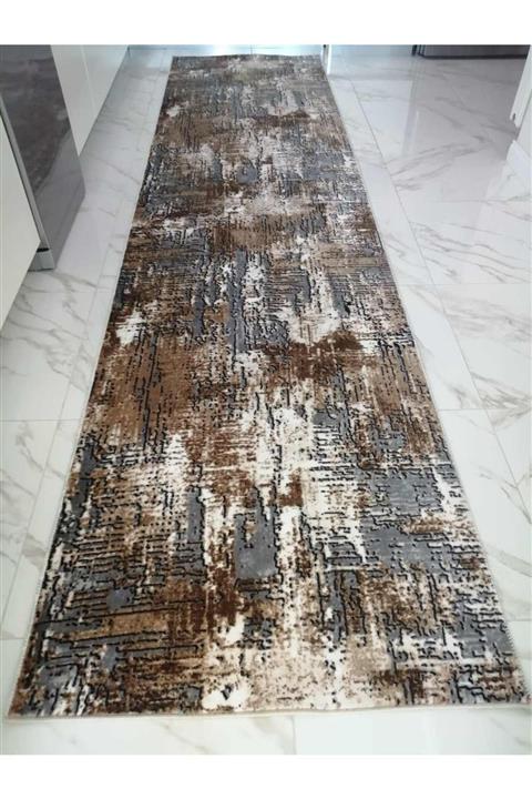 Kardesler Kaymaz Tabanlı Kesme Halı Yolluk 1010 Vizon Kahve