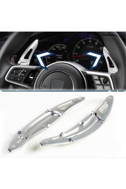 OEM Porsche Panamera 2017+ Direksiyon F1 Kulakcık Silver Paddle Shift Metal
