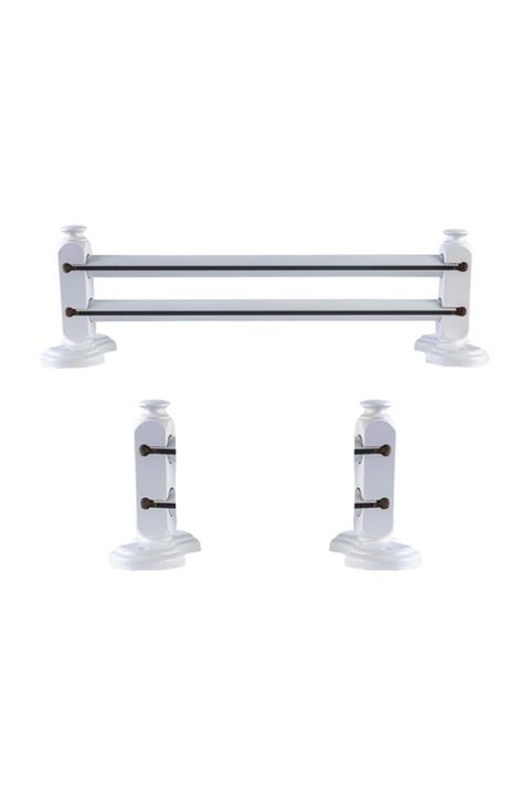 Perdejim Beyaz Ahşap Rustik Perde Askısı - Çetray Rustik - Halkasız Rustik 275 cm