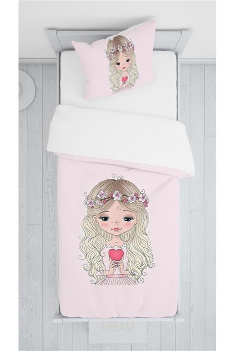 halımarkt Pembe Sevimli Romantik Kalpli Kız Yatak Örütüsü Takımı Hm-b3