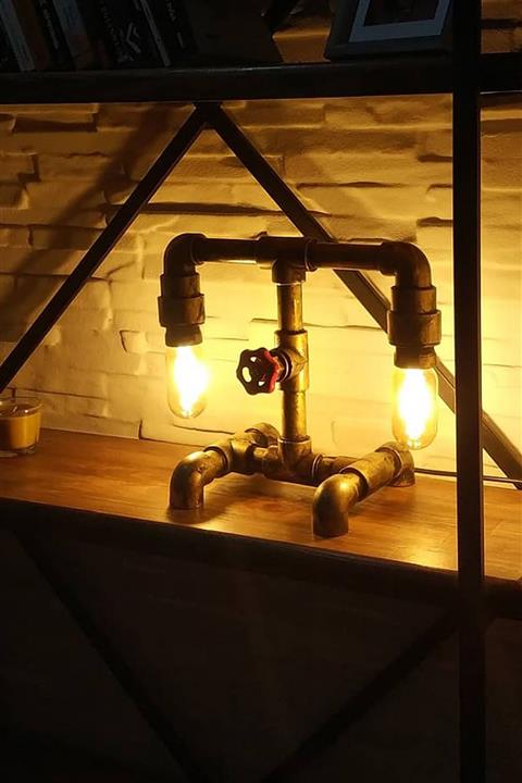 Ahilla Scarfs Su Borusu Dekoratif Aydınlatma T Model Çift Lambalı Masa Lamba