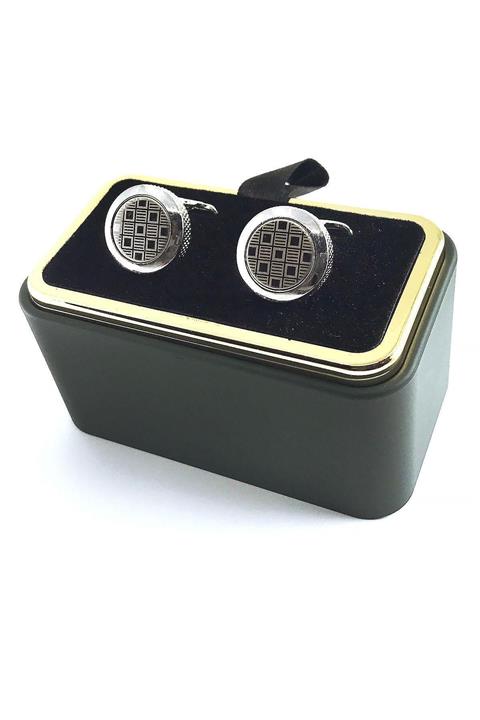 Kravatkolik Gümüş Renk Yuvarlak Kol Düğmesi Kd1409