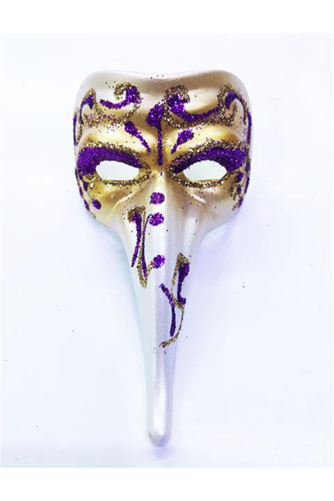 Bs İthalat Mor Renk Işlemeli Seramik Malzemeden Imal Venedik Uzun Maske Magnet