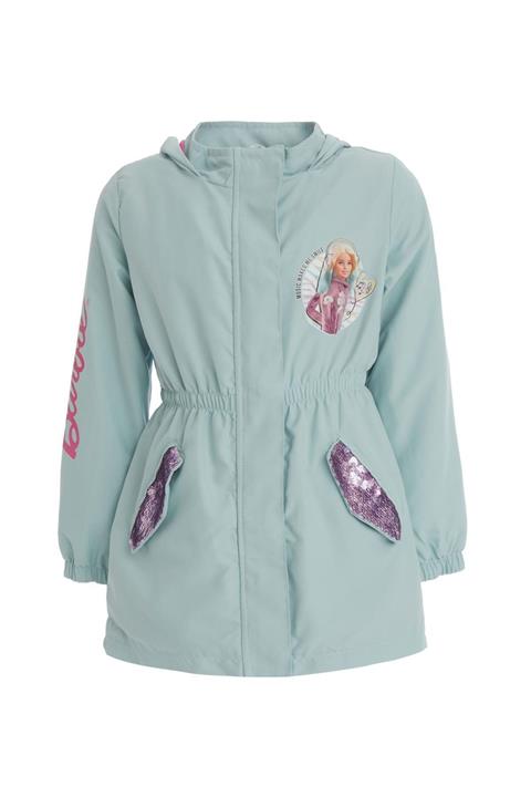 DeFacto Kız Çocuk Barbie Lisanslı  Kapüşonlu Uzun İnce Yağmurluk S5873A621SP