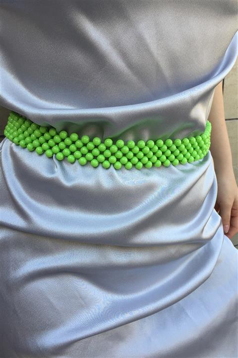 Tuğçe Saray June El Yapımı Neon Yeşil Boncuk Kemer