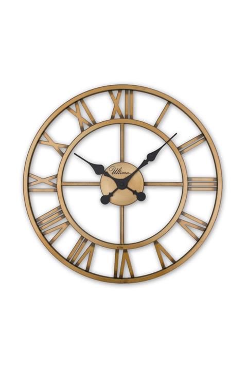 Ultima Regal Roma Rakam Ferforje Iskelet Duvar Saati Altın