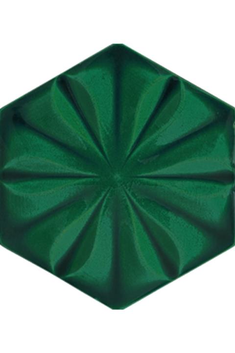 Armada Çini 15x17 Cm Çiçekli Yeşil Desen Altıgen Çini Seramik Karo