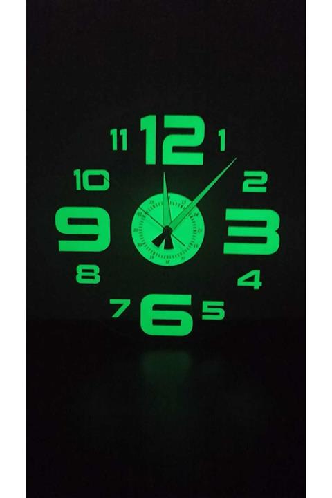 ULS LAZER Dekoratif Şeffaf Pleksili Fosforlu Normal Rakamlı Duvar Saati 40 cm