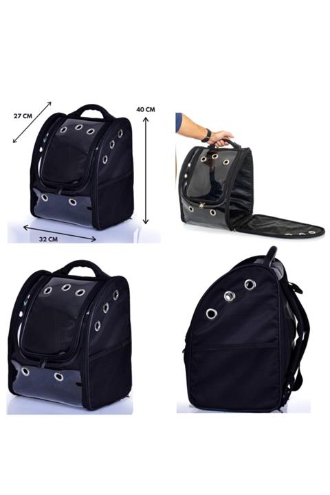 Go İthalat Kedi Köpek Taşıma Sırt Çantası Astronot Çanta - Siyah