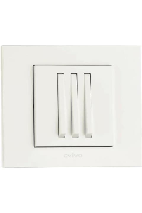 OVİVO Seldur Grano Beyaz Slim Üçlü Anahtar Çerçeve