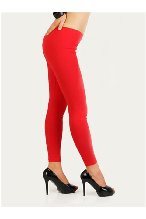 Aslans Kırmızı %100 Pamuklu Penye Uzun Tayt