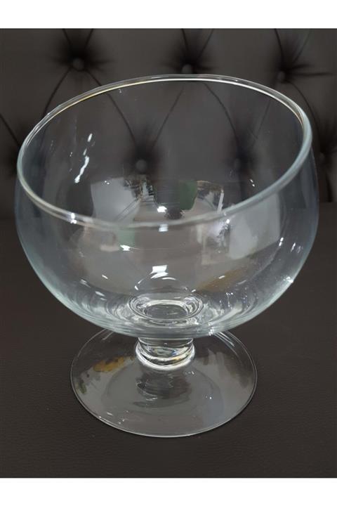 MorzaPazarı Cam Ayaklı Draje Kurabiyelik Sunum (çap: 12xyuk 15cm)