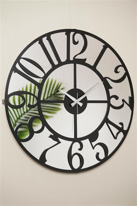 Muyika Design Muyika Bonni Aynalı Metal Siyah Duvar Saati 50x50cm Sessiz Mekanizmalı