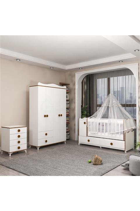 Garaj Home Pırlanta Yıldız 4 Kapaklı Bebek Odası Takımı Sümela - Yatak Ve Uyku Seti Kombinli Uyku Seti Gri