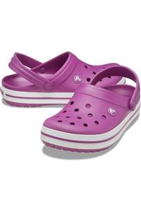 Crocs Vişne Mor Unisex Crocband Kenarı Beyaz Çizgili Terlik Sandalet 11016-54r