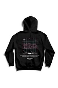 ZEETH ™ Turkey Baskılı Siyah Oversize Hoodie