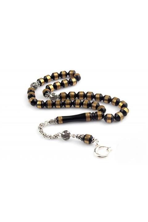 BayVog 925 Ayar Gümüş Püsküllü Sarı Sarma Kuka Tesbih