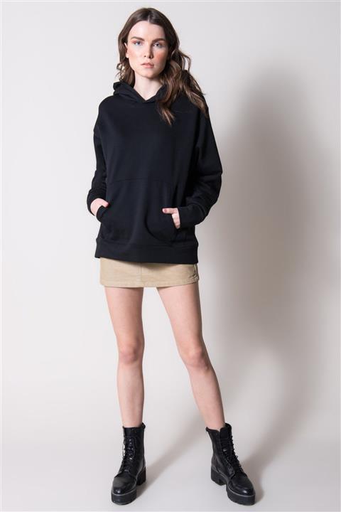 BSL Kadın Bej Cep Detaylı Kadife Mini Etek 12921