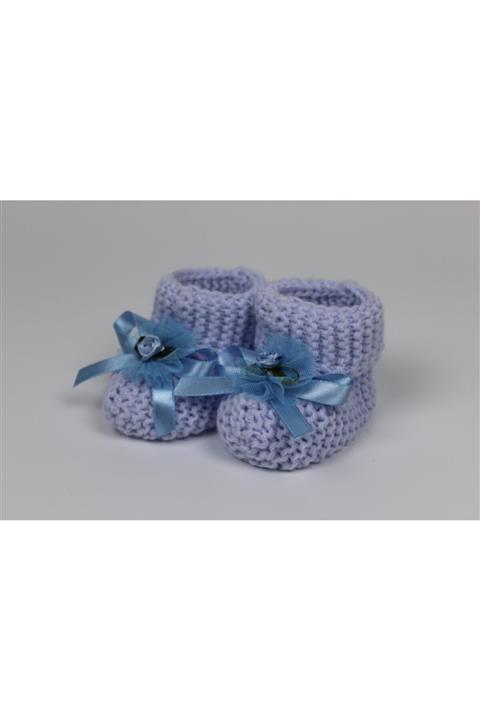 DMINI Bebek Patiği Mavi Örgü Özel Hediye Paketli
