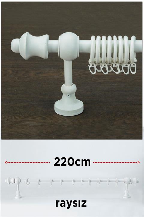 wenthi Beyaz Ahşap Rustik Perde Askısı Venti 220 Cm