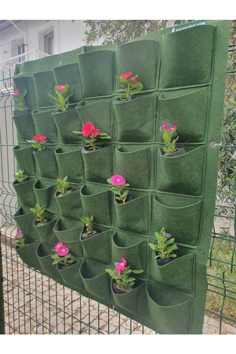 Keçe Saksı 100 Cm X 100 Cm 36 Saksılı Keçe Duvar Saksısı Yeşil