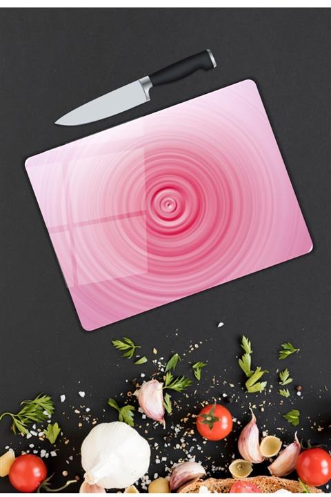 Pi Dekorasyon Pembe  Cam Kesme Tahtası