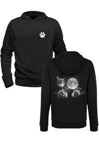 Alfa Tshirt Cat- Kedi Resimli Baskılı Siyah Ön Arka Baskılı Sweatshirt