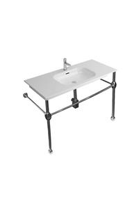 Newarc Elite Etajerli Krom Ayaklı 80 Cm Tek Delikli Lavabo