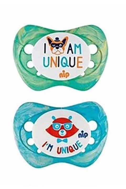 Nip Unique Silikon Emzik 2li 0+ Ay Yeşil Mavi Erkek